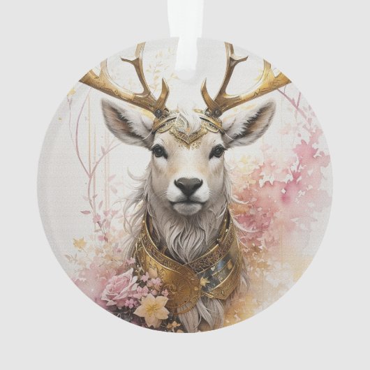 Hirsche mit blumenhalslosen Fantasy-Stil in Rosa Ornament (Rückseite)