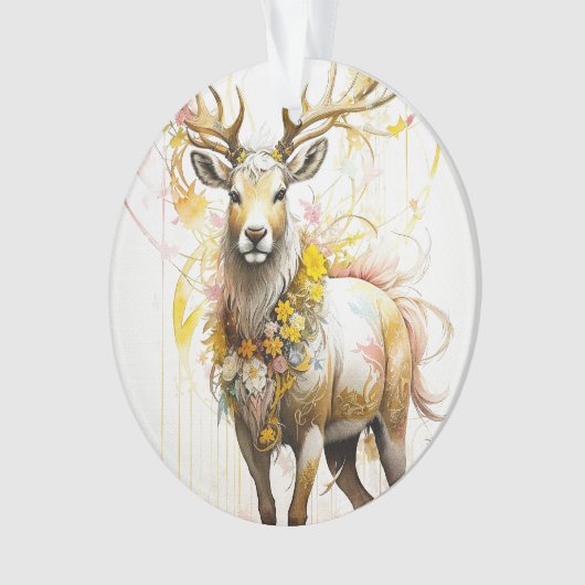 Hirsche mit blumenhalslosen Fantasy-Stil in Rosa Ornament (Vorderseite)