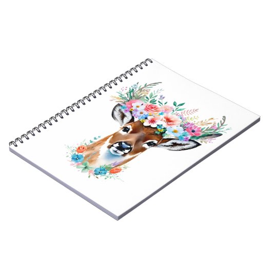 Hirsche mit Blütenkrone - Whimsikale Natur Notizblock (Linke Seite)