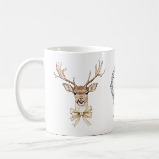 Hirsche mit Bow Christmas Kaffeetasse (Links)