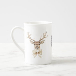 Hirsche mit Bow Christmas Porzellantasse