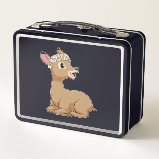 Hirsche mit Daisy-Blume Metall Brotdose (Rückseite)