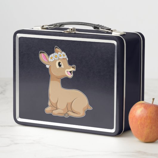 Hirsche mit Daisy-Blume Metall Brotdose (Beispiel)