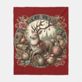 Hirsche mit Dekoration Fleecedecke (Vorderseite)