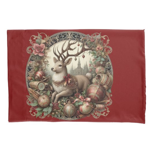 Hirsche mit Dekoration Kissenbezug (Vorderseite)