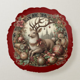 Hirsche mit Dekoration Rundes Kissen
