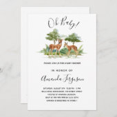 Hirsche mit Duschbränden Einladung (Vorne/Hinten)