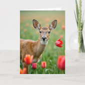 Hirsche mit einem roten Tulip Karte (Vorderseite)