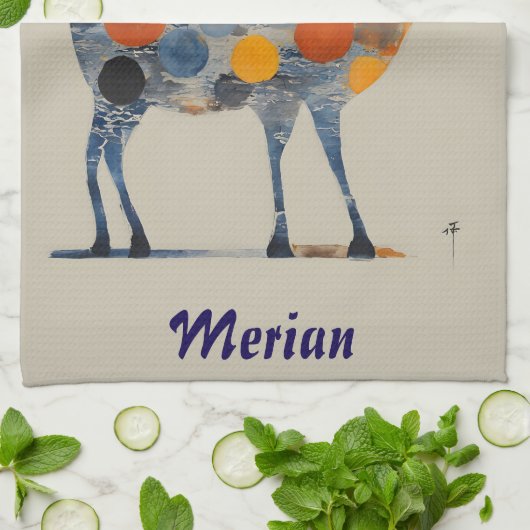 Hirsche mit farbigen Kreisläufen Geschirrtuch (Gefaltet)