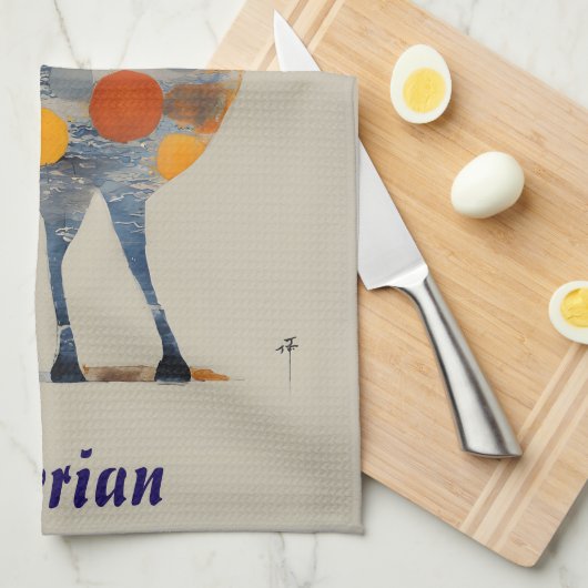 Hirsche mit farbigen Kreisläufen Geschirrtuch (Viertel Falte)