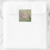 Hirsche mit Fauna Quadratischer Aufkleber (Tasche)