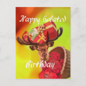 Hirsche mit Geschenken zu spät abgehandeltem Gebur Postkarte (Vorderseite)