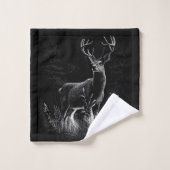 Hirsche mit Geweihen, die von Feld und Baum gerahm Badhandtuch Set (Waschlappen)