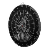 Hirsche mit Geweihen, die von Feld und Baum gerahm Dartscheibe (Vorderseite rechts)