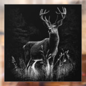 Hirsche mit Geweihen, die von Feld und Baum gerahm Fensteraufkleber (Blatt 2)