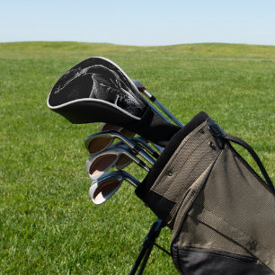 Hirsche mit Geweihen, die von Feld und Baum gerahm Golf Headcover