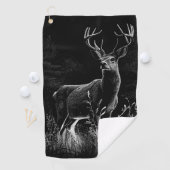 Hirsche mit Geweihen, die von Feld und Baum gerahm Golfhandtuch (Insitu)