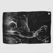 Hirsche mit Geweihen, die von Feld und Baum gerahm Golfhandtuch (Horizontal)
