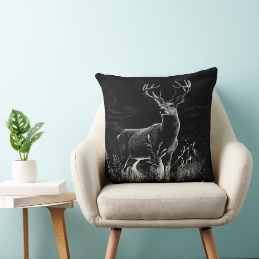 Hirsche mit Geweihen, die von Feld und Baum gerahm Kissen (Stuhl )