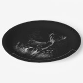 Hirsche mit Geweihen, die von Feld und Baum gerahm Pappteller (Schrägansicht)