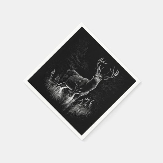 Hirsche mit Geweihen, die von Feld und Baum gerahm Serviette (Ecke)