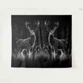 Hirsche mit Geweihen, die von Feld und Baum gerahm Wandteppich (Vorderseite (Horizontal))