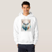 Hirsche mit Geweihen und Wald Hoodie (Vorne ganz)