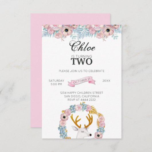 Hirsche mit glühenden Hörnern Geburtstag Einladung (Vorne/Hinten)