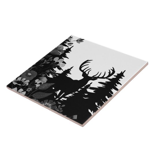 Hirsche mit großer Waldbrasse Fliese (Seite)