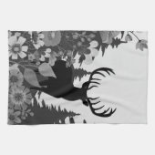 Hirsche mit großer Waldbrasse Geschirrtuch (Horizontal)