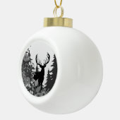 Hirsche mit großer Waldbrasse Keramik Kugel-Ornament (Rechts)