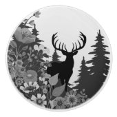 Hirsche mit großer Waldbrasse Keramikknauf (Vorderseite)
