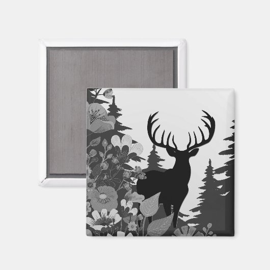 Hirsche mit großer Waldbrasse Magnet (Vorderseite/Rückseite)