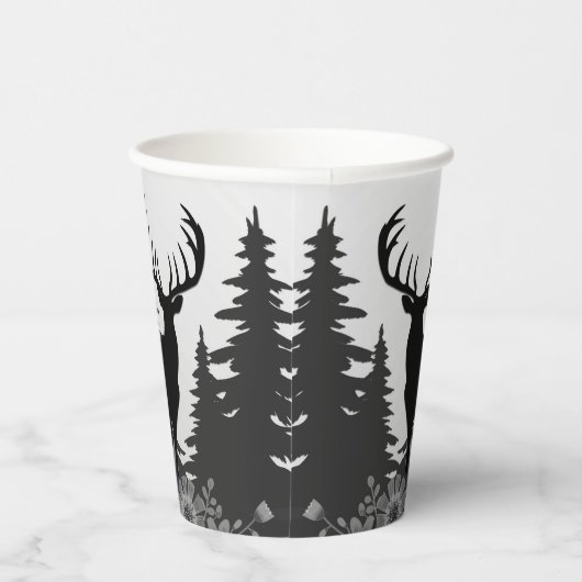 Hirsche mit großer Waldbrasse Pappbecher (Rechts)