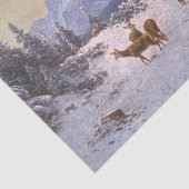 Hirsche mit Herde im Winter, Decoupage Seidenpapier (Ausschnitt)