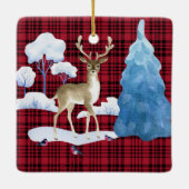 Hirsche mit Kariertem Hintergrund Keramikornament (Rückseite)