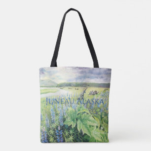 Hirsche mit Lupine von Alaska Tote Bag Tasche