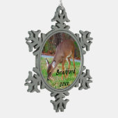 Hirsche, mit Namen personalisieren Schneeflocken Zinn-Ornament (Links)