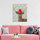 Hirsche mit Red Hat und Mustache Leinwanddruck (Insitu (Wohnzimmer))