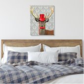 Hirsche mit Red Hat und Mustache Leinwanddruck (Insitu (Schlafzimmer))