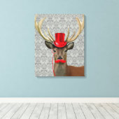 Hirsche mit Red Hat und Mustache Leinwanddruck (Insitu (Holzboden))