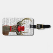 Hirsche mit Red Top Hat und Mustache Gepäckanhänger (Vorderseite horizontal)