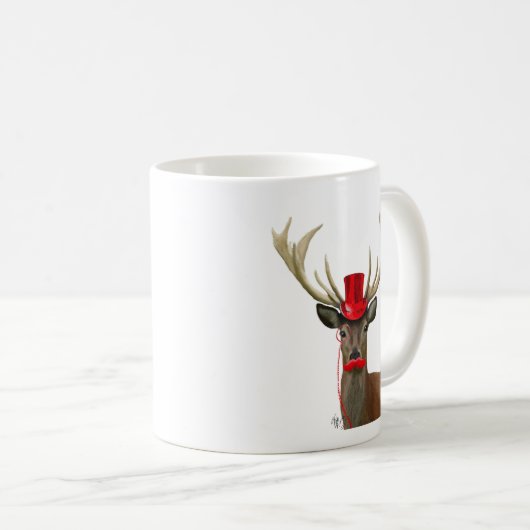 Hirsche mit Red Top Hat und Mustache Kaffeetasse (VorderseiteRechts)