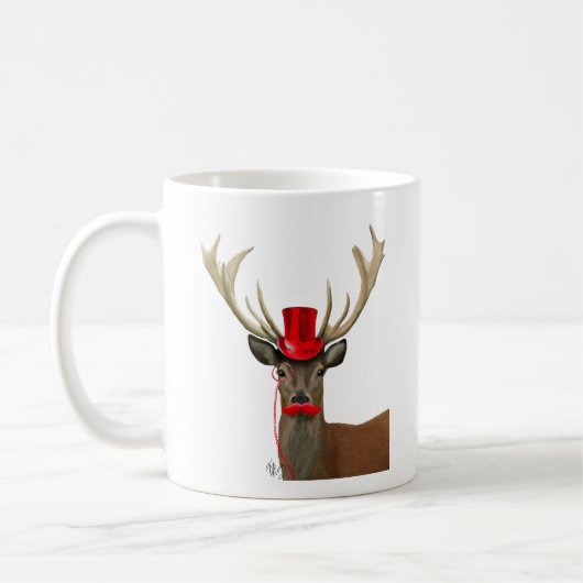 Hirsche mit Red Top Hat und Mustache Kaffeetasse (Links)