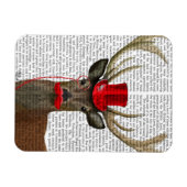 Hirsche mit Red Top Hat und Mustache Magnet (Horizontal)