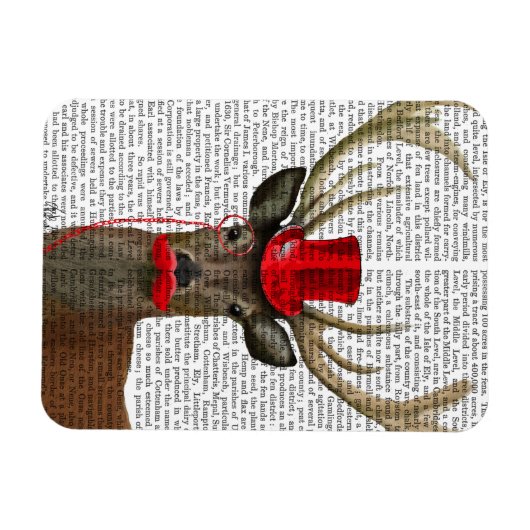 Hirsche mit Red Top Hat und Mustache Magnet (Horizontal)