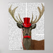 Hirsche mit Red Top Hat und Mustache Poster (Vorne)