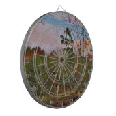 Hirsche mit rosa blauem Himmel Dartscheibe (Vorderseite Links)