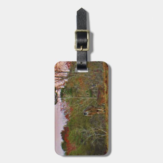 Hirsche mit rosa blauem Himmel Gepäckanhänger (Vorderseite vertikal)