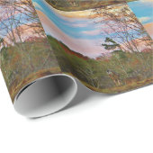 Hirsche mit rosa blauem Himmel Geschenkpapier (Rolleneckpunkt)